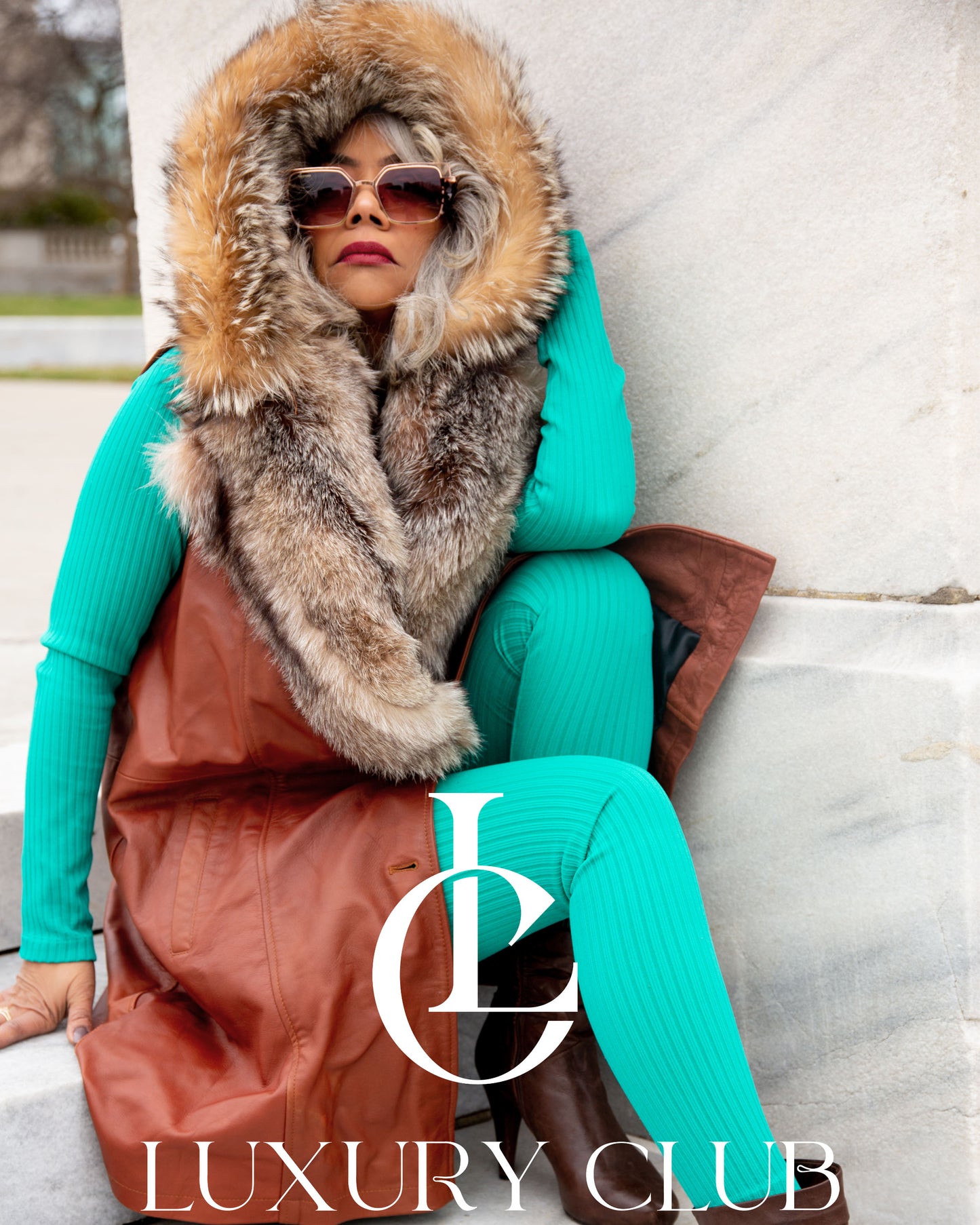 Hooded Long Hair Fox Vest