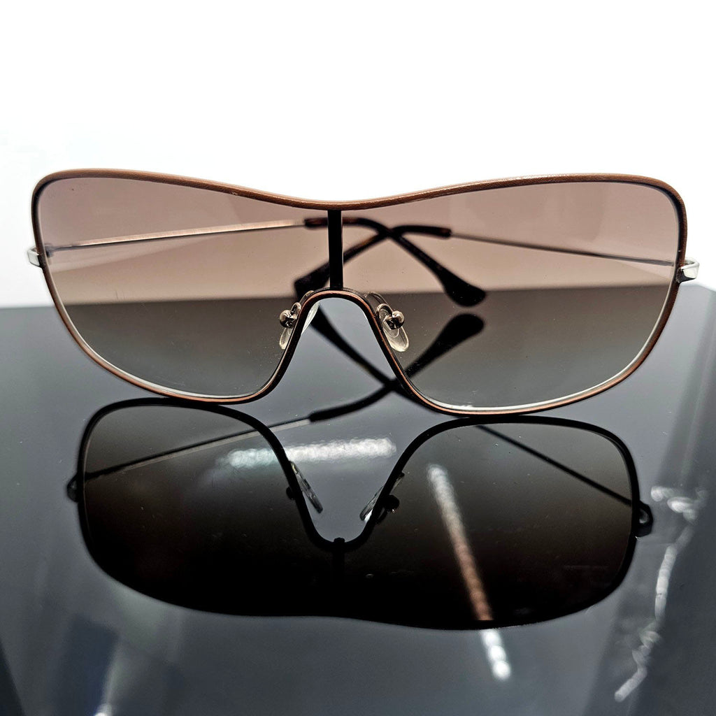 Leather Trim Shield Collection – Luxury Unisex Shield Sunglasses by David Ford