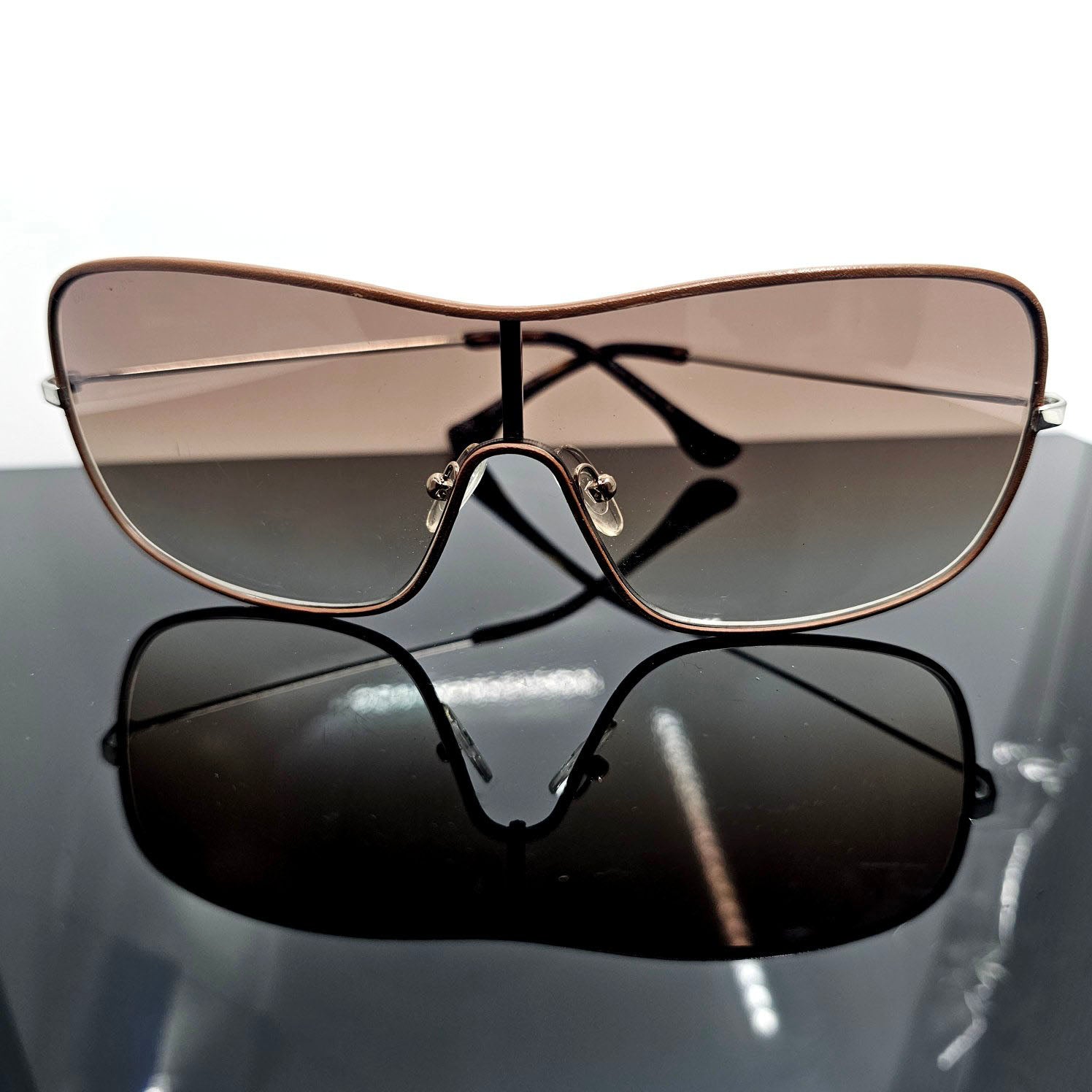 Leather Trim Shield Collection – Luxury Unisex Shield Sunglasses by David Ford