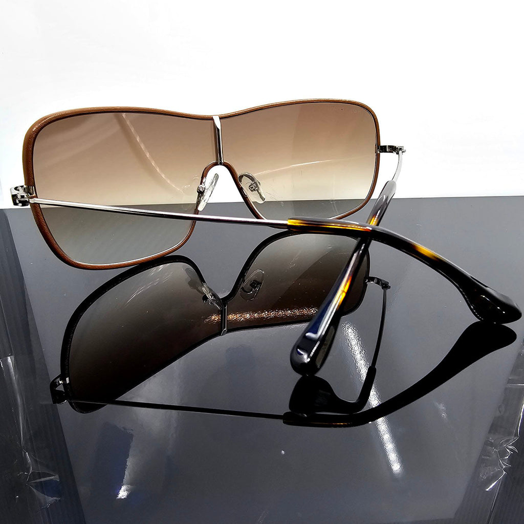 Leather Trim Shield Collection – Luxury Unisex Shield Sunglasses by David Ford