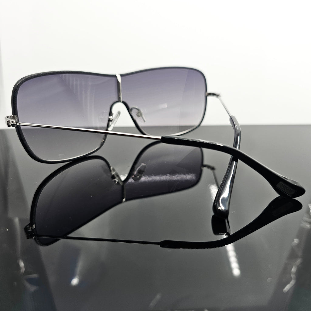 Leather Trim Shield Collection – Luxury Unisex Shield Sunglasses by David Ford