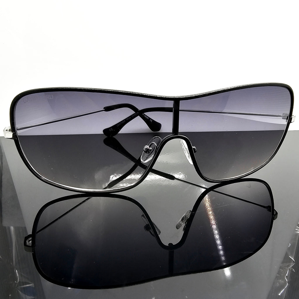 Leather Trim Shield Collection – Luxury Unisex Shield Sunglasses by David Ford