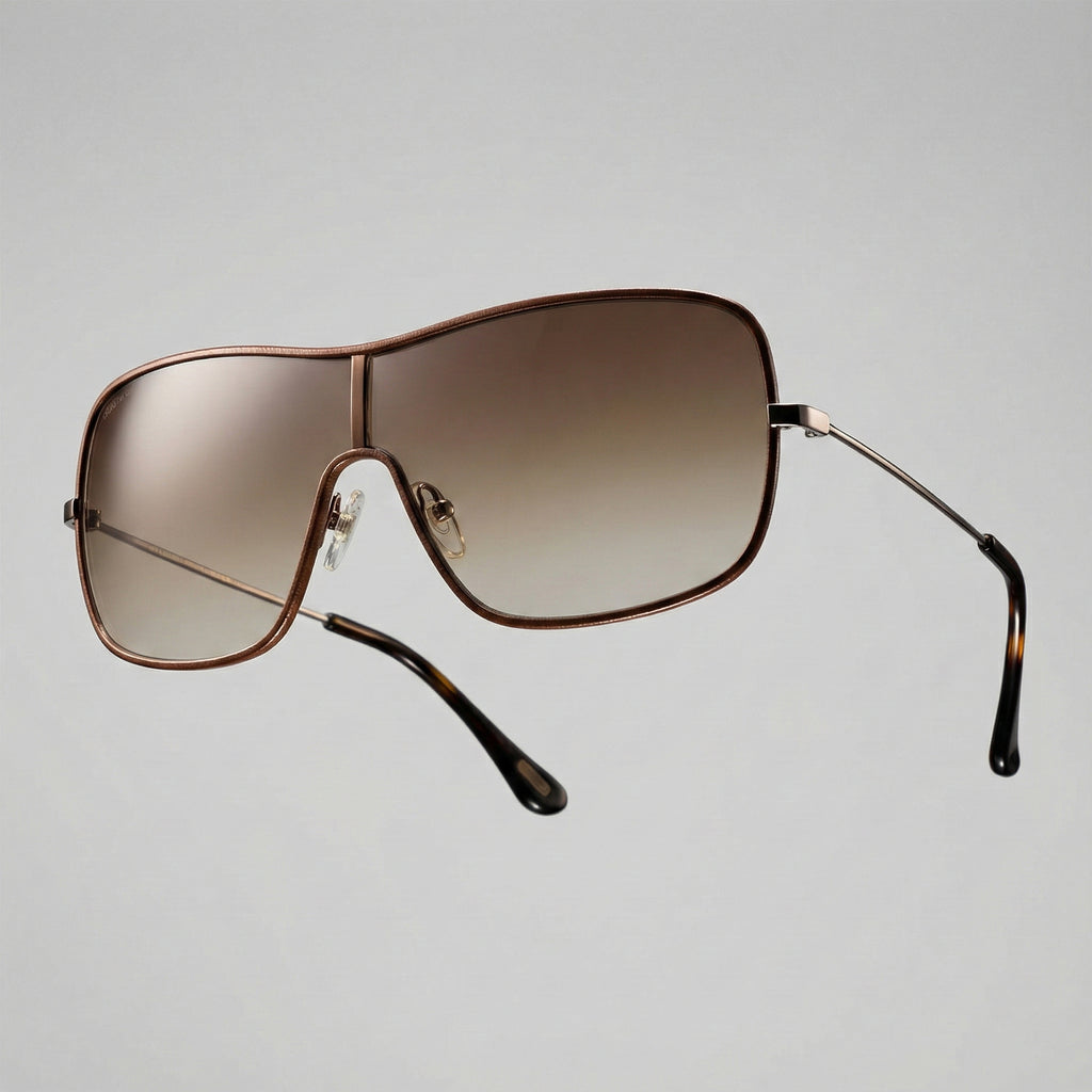 Leather Trim Shield Collection – Luxury Unisex Shield Sunglasses by David Ford