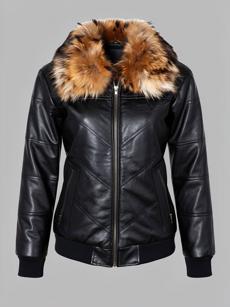 Long Hair Fox/Lamb Leather Bomber