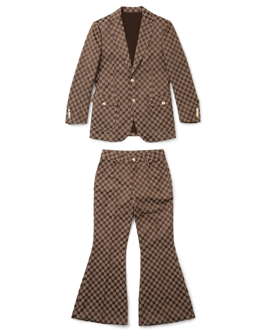 The Terra Chessboard Suit — Tobacco & Truffle Brown