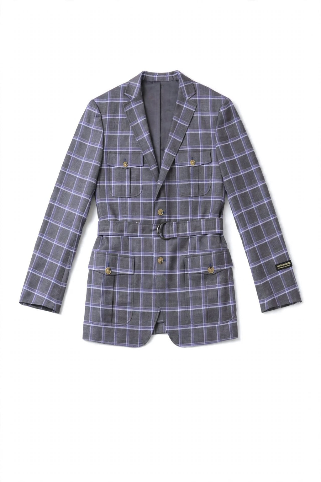 DFC Lavender Windowpane Safari Suit - Belted 4-Pocket Jacket + Trousers