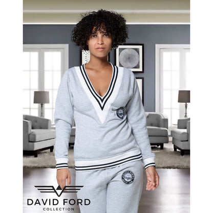 ladies v-neck jogger set