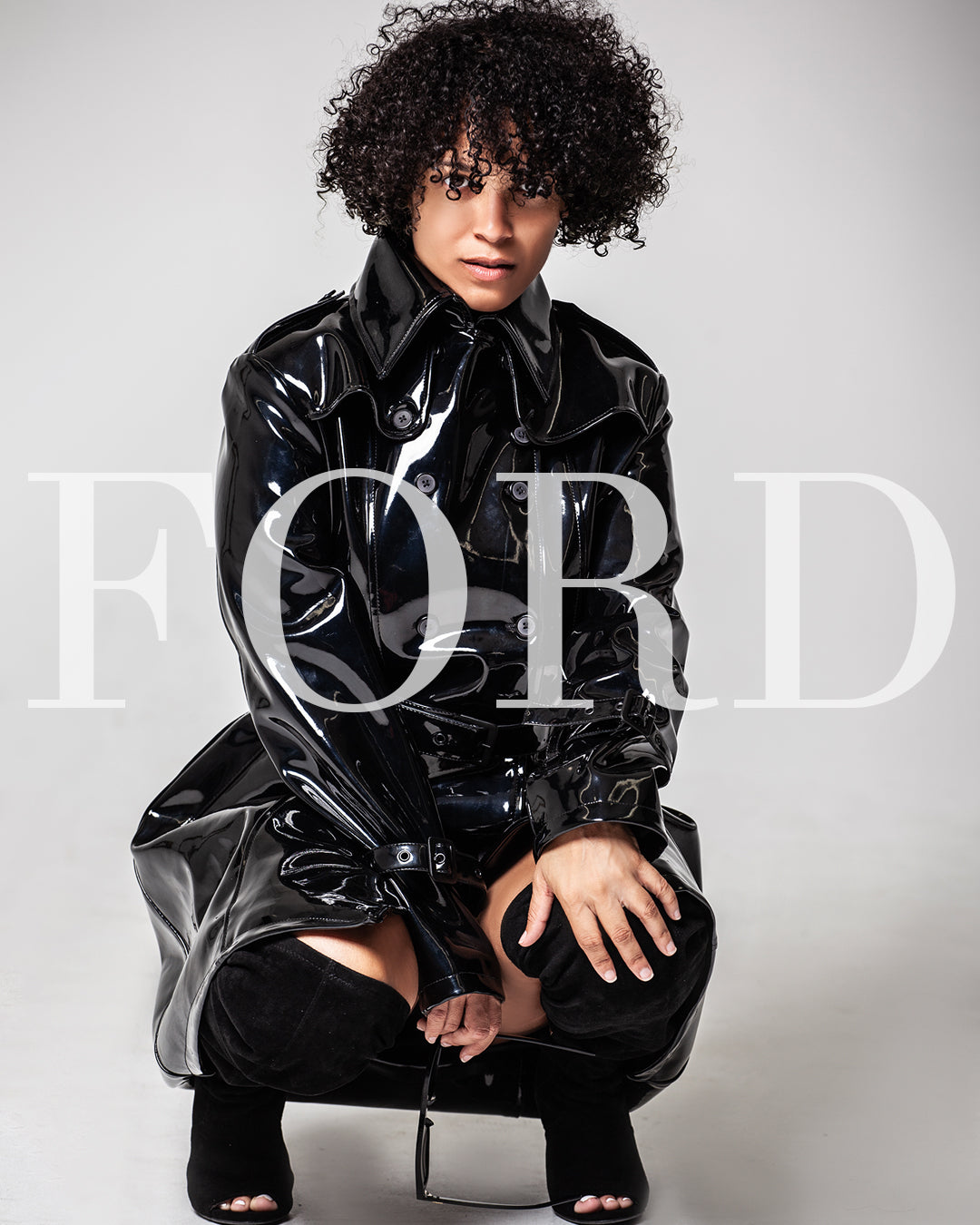 Patent Leather Duster – Sleek Statement Outerwear by David Ford