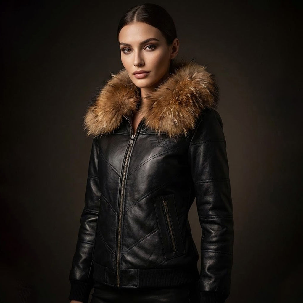 Long Hair Fox/Lamb Leather Bomber
