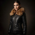 Long Hair Fox/Lamb Leather Bomber
