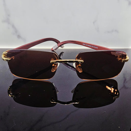 David Ford Sandalwood Rimless Eyewear | Exotic Wood & 18K Gold Luxury Frames