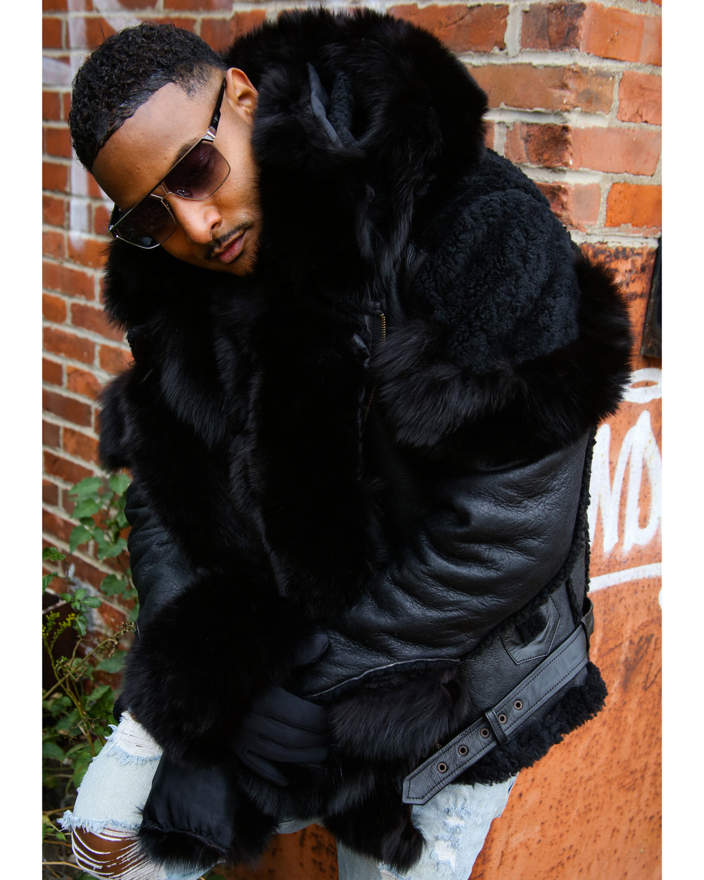 Men's Black Shearling