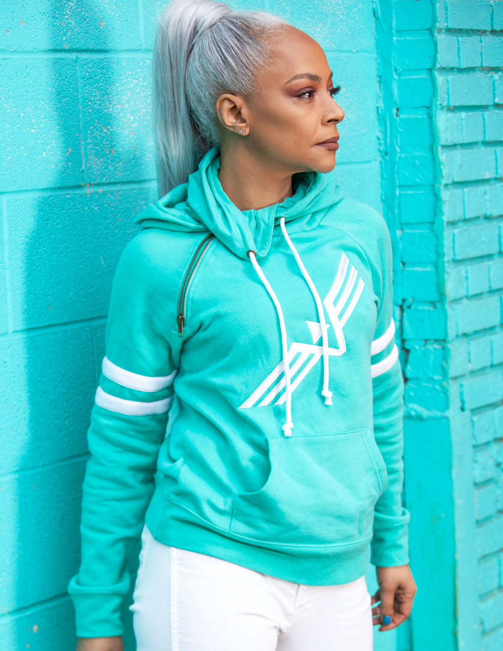 DAVID FORD SLANTED DOUBLE HOOD HOODIE (LADIES)