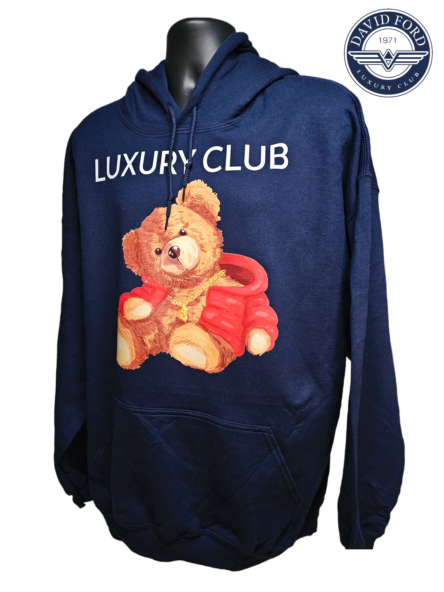 Luxury Club Bear Hoodie – Playful Streetwear by David Ford