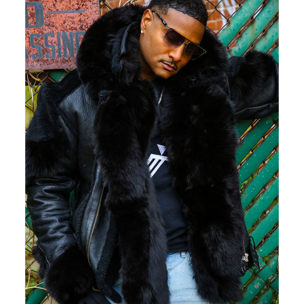 Men's Black Shearling